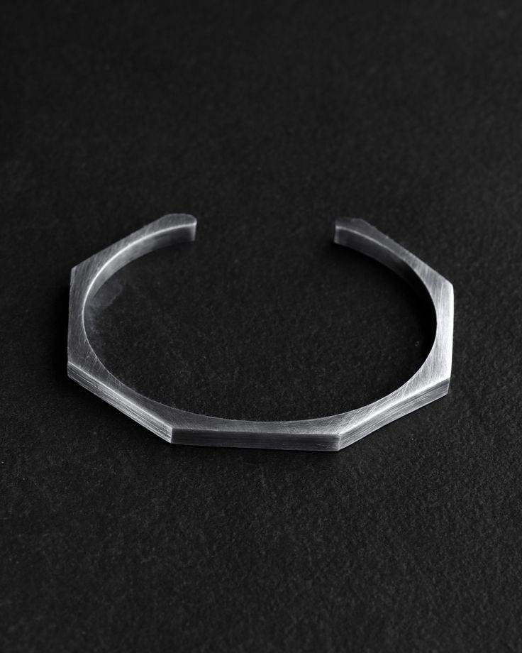 Titan Hexagon Bracelet for Men – Minimalist Silver Cuff Bangle