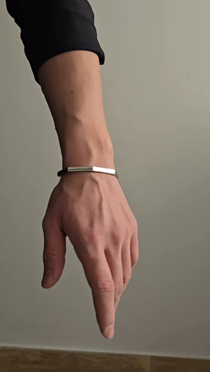 Titan Hexagon Bracelet for Men – Minimalist Silver Cuff Bangle