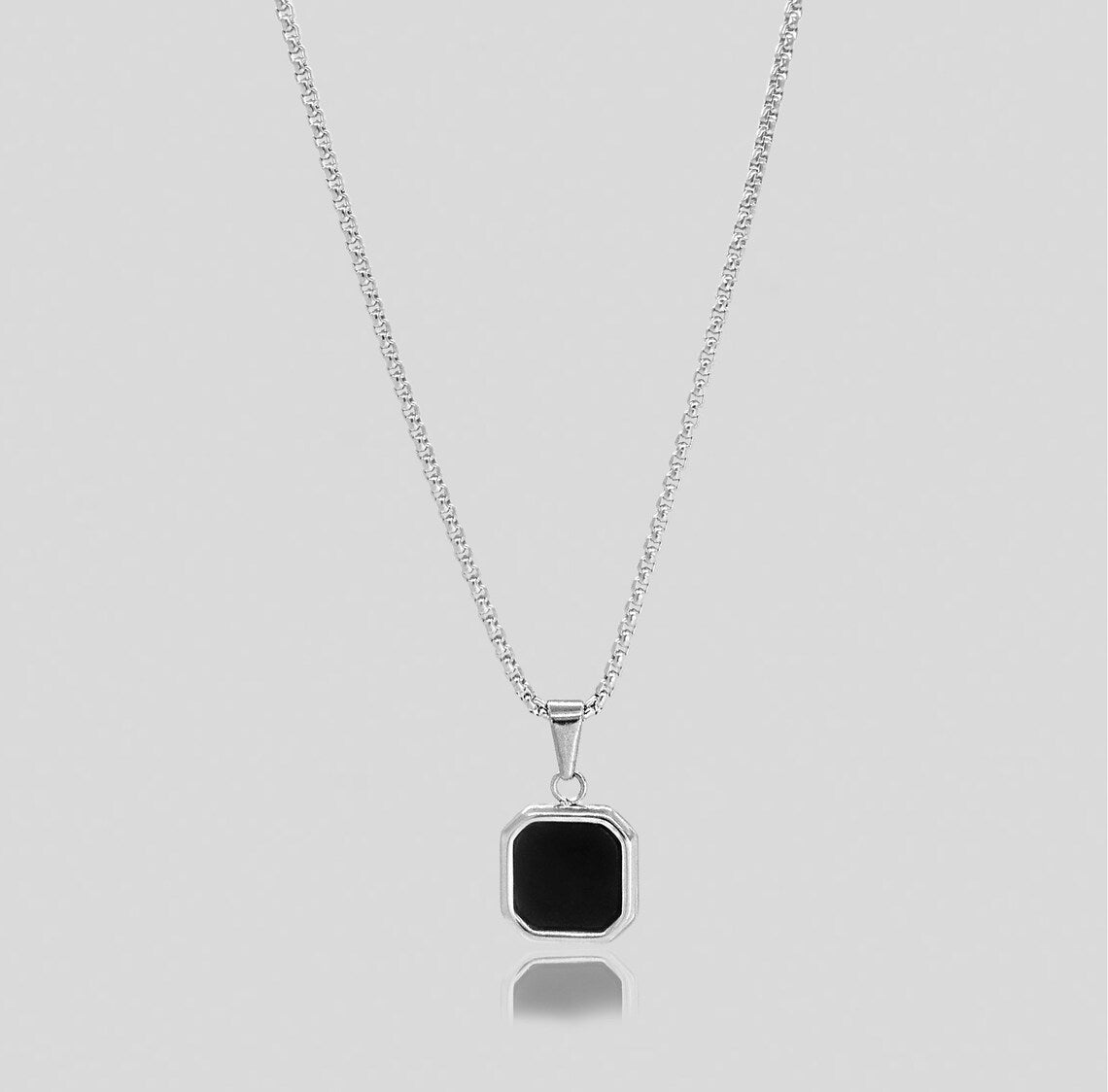 Black Painted Pendant Necklace with Stainless Steel Chain