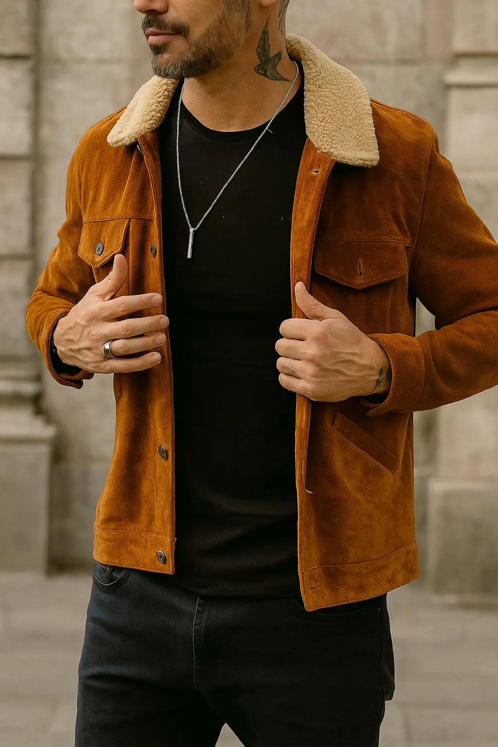 Men’s Stainless Steel Vertical Bar Necklace – Minimalist Punk Pendant