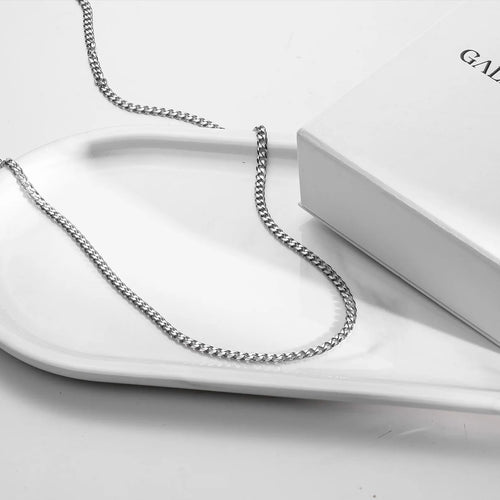 Cubic Stainless steel Silver Chain Necklace for Men