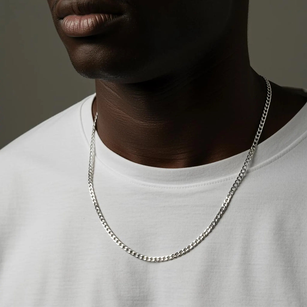 Cubic Stainless steel Silver Chain Necklace for Men