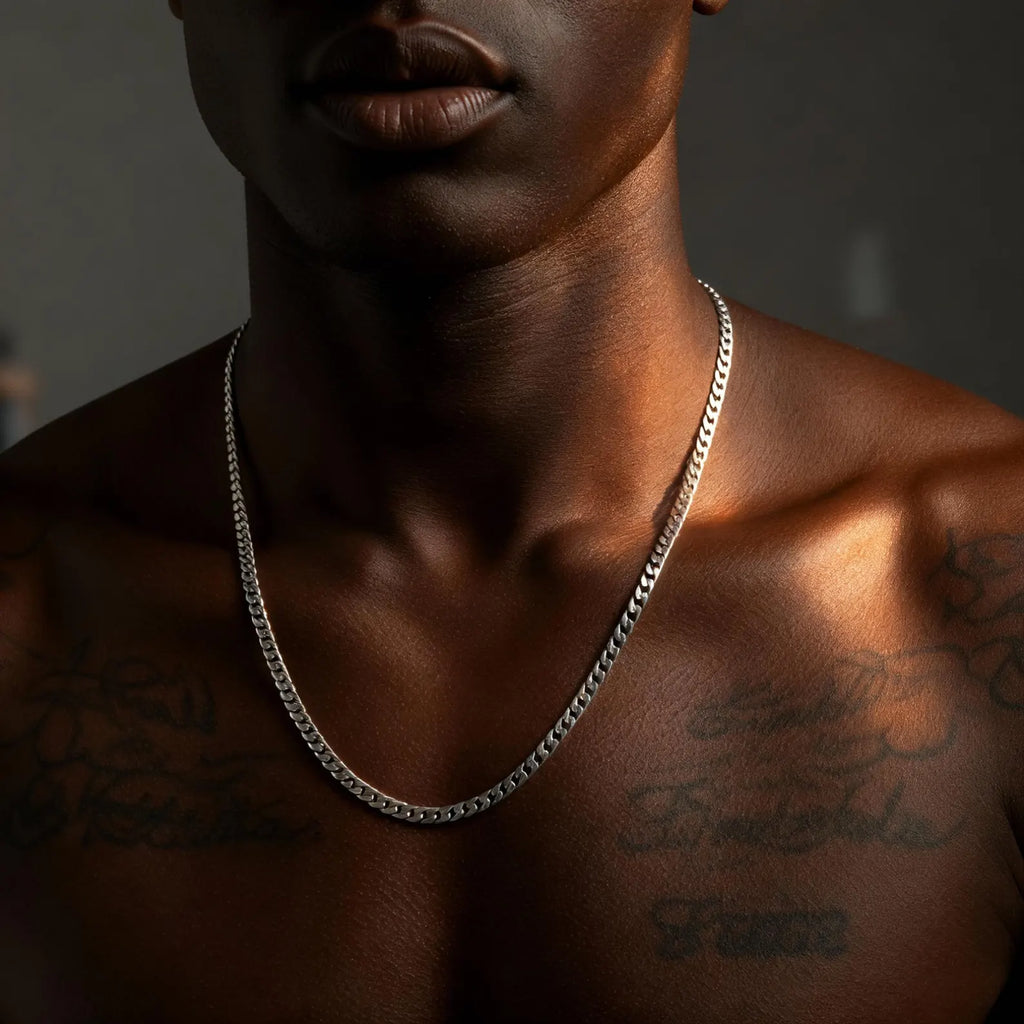 Cubic Stainless steel Silver Chain Necklace for Men