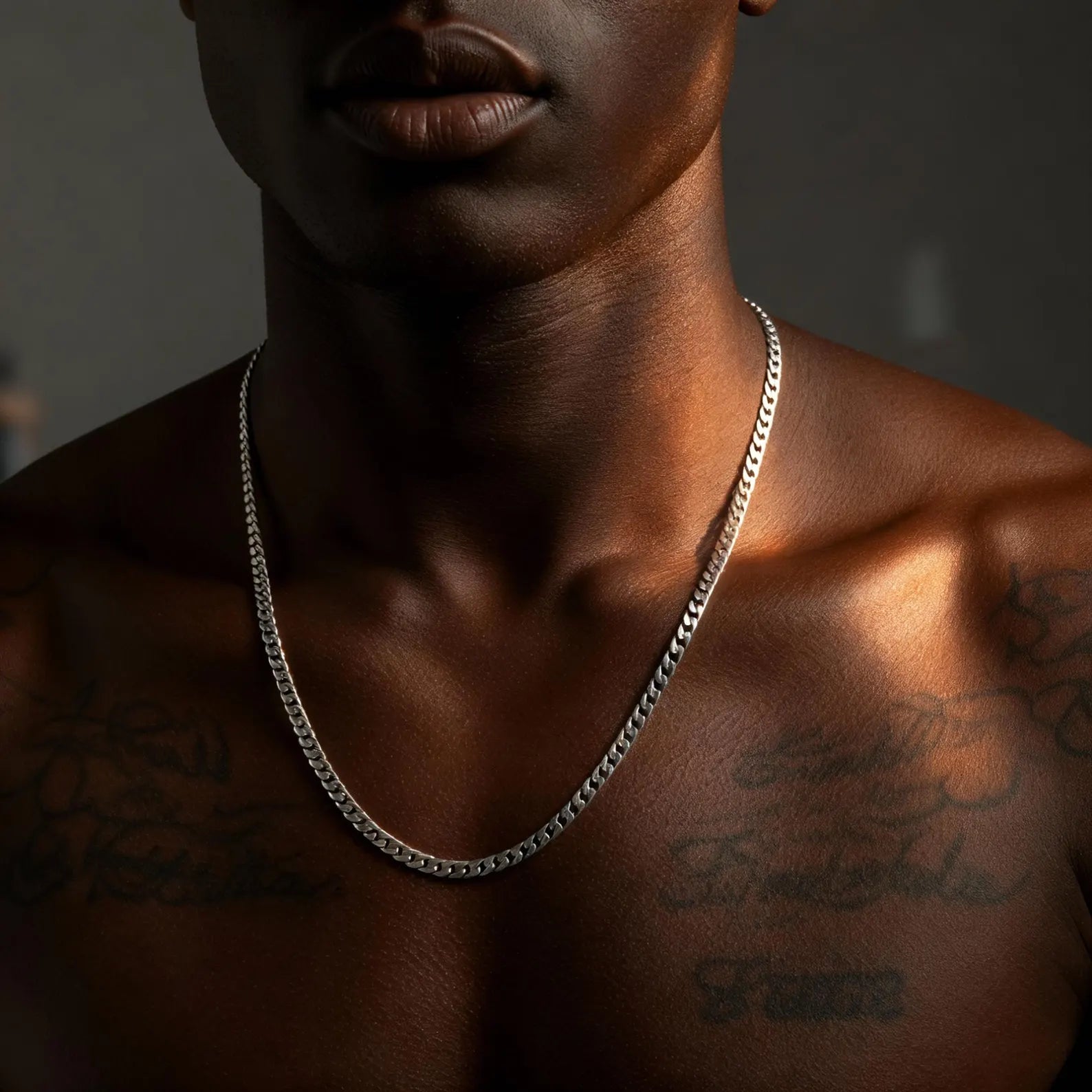 Cubic Stainless steel Silver Chain Necklace for Men