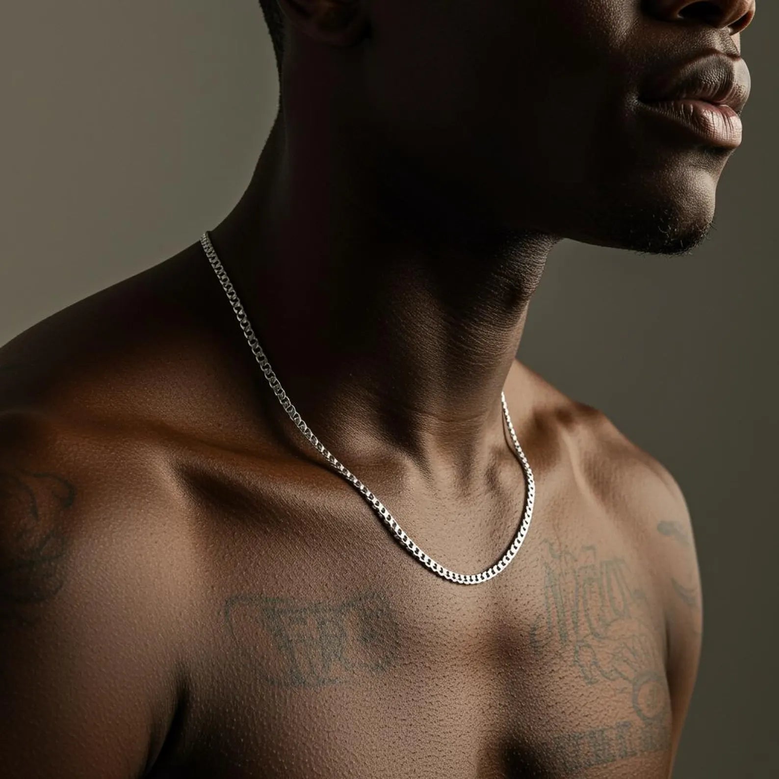 Cubic Stainless steel Silver Chain Necklace for Men