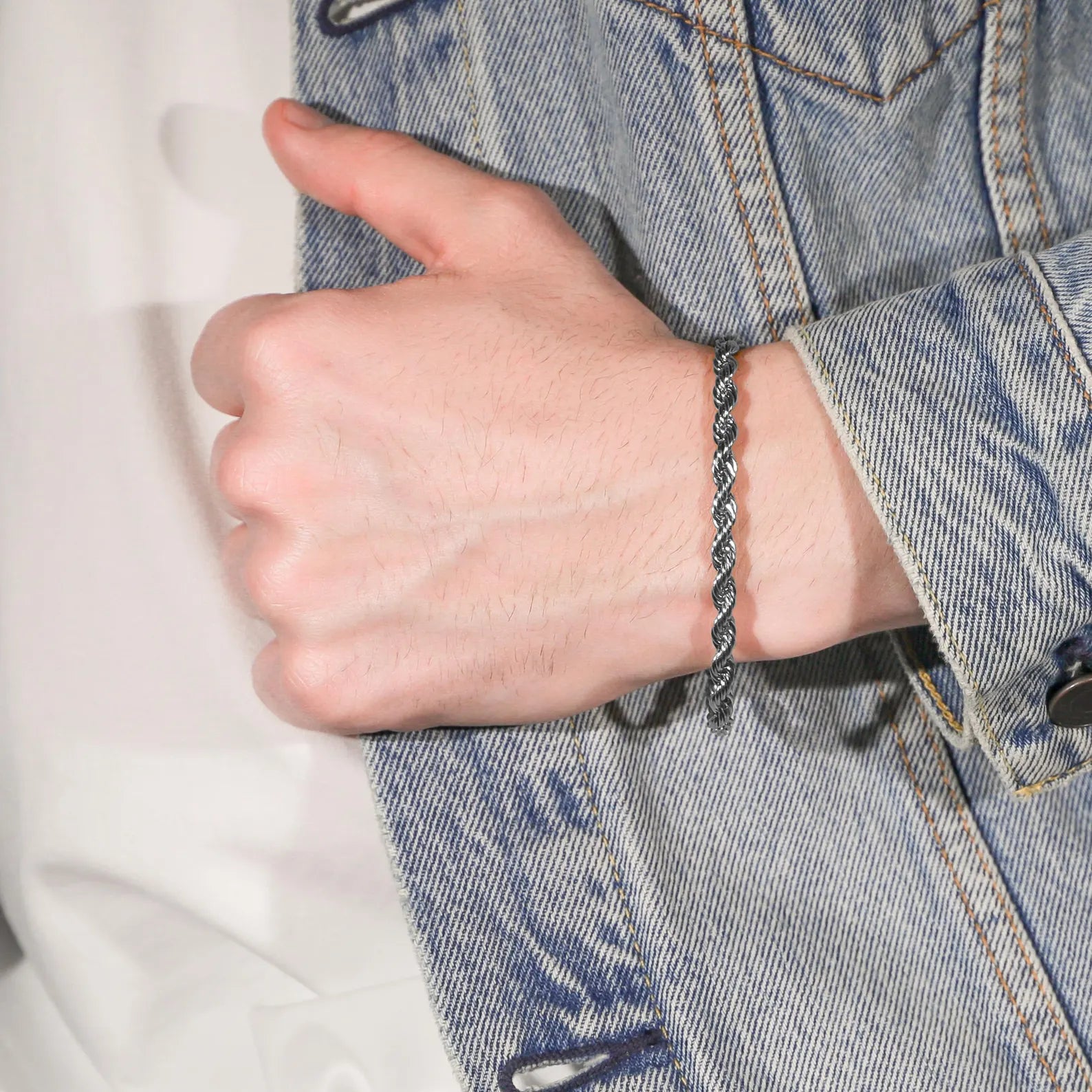 Men’s Silver Rope Bracelet – Stainless Steel Men’s Bracelet