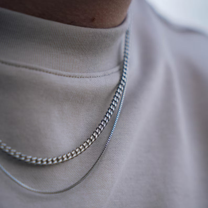 Men’s Silver Cuban Chain Necklace – Stainless Steel Men’s Chain