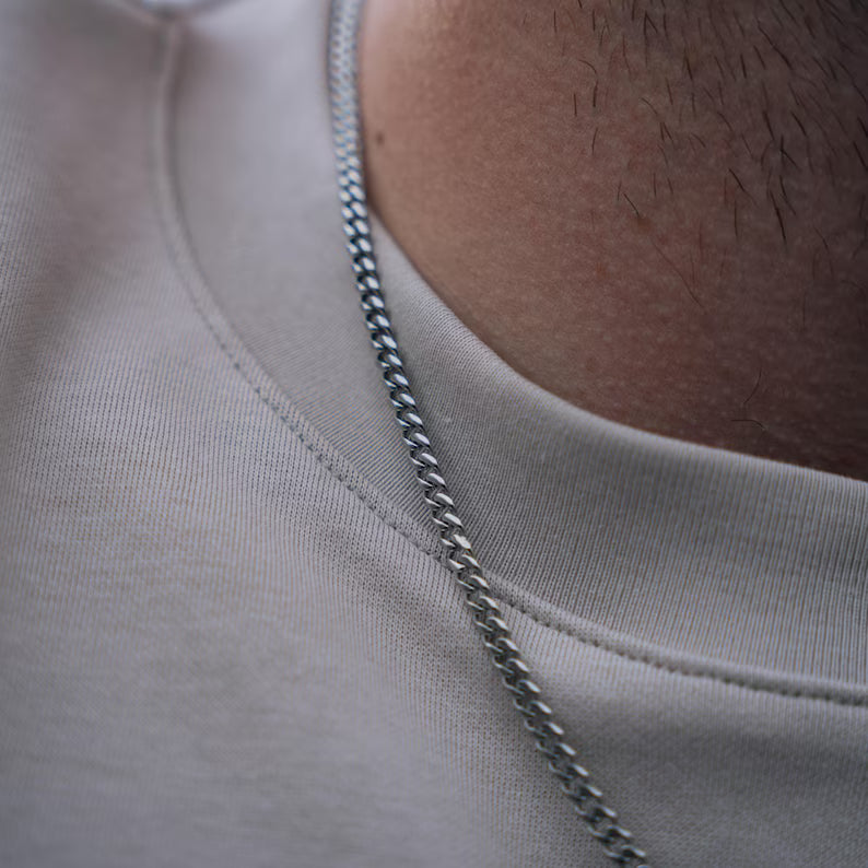 Men’s Silver Cuban Chain Necklace – Stainless Steel Men’s Chain